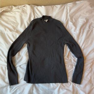 ZARA Women’s Gray Ribbed Long Sleeve Top